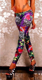 Lilla blomster leggings